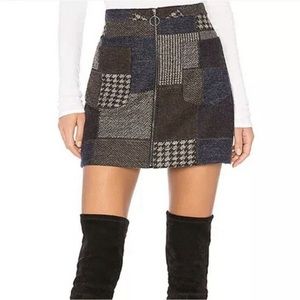 BCBG MAXAZRIA Mollee Patchwork mini skirt - wool, size L